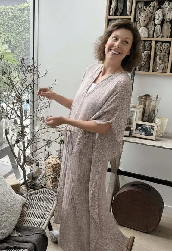 Exclusive Estilo Emporio Corfu Kaftan Dress - Rete Taupe LUXAMORE  