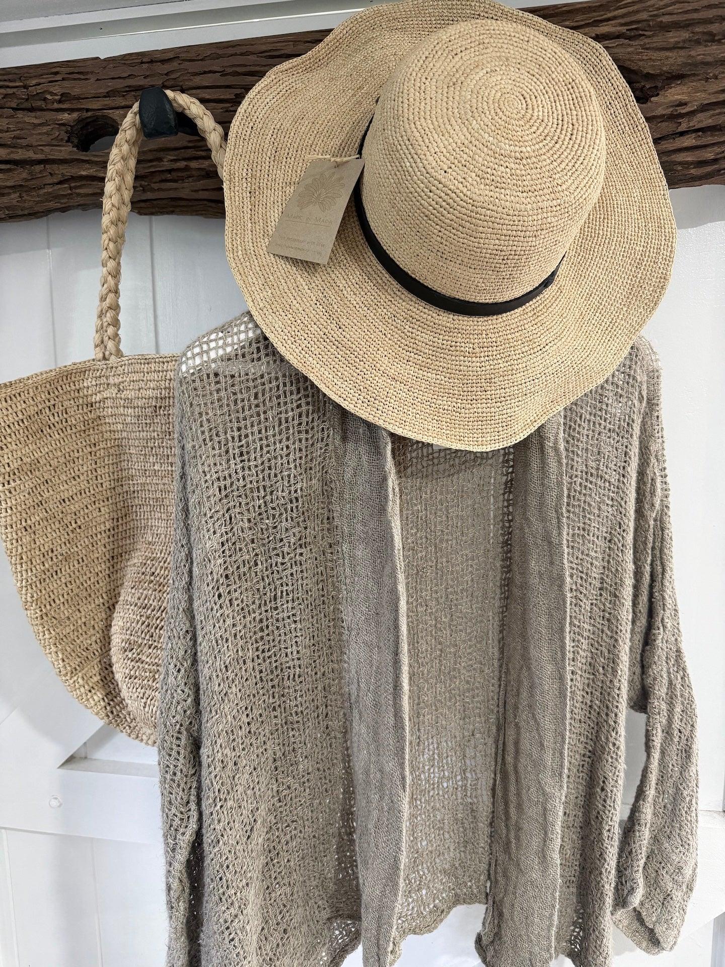 Estilio Emporio Vatican Jacket - Natural worn by model in natural setting LUXAMORE 