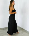 Italian Linen Wide Leg Pants Black - Made in Italy LUXAMORE  