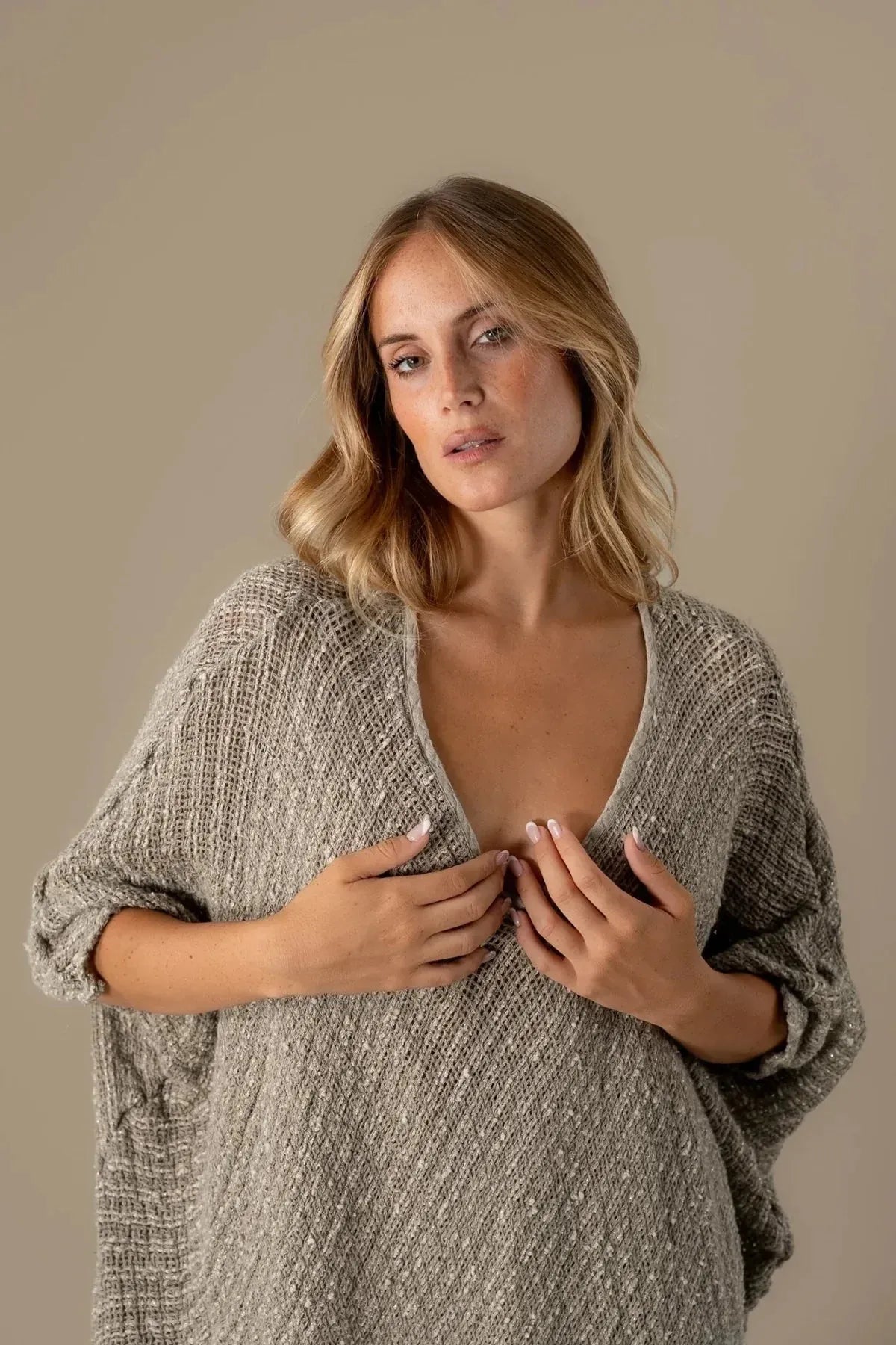 Alemais Sustainable Florence-Shirt close up worn by model LUXAMORE