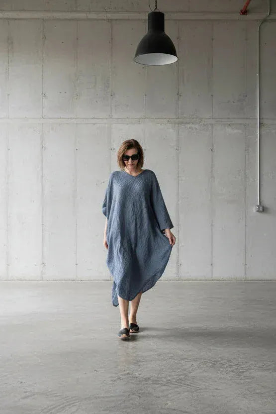 La Bottega di Brunella Linen Dress VESTITO FAUSTA - Garza Egitto LUXAMORE  
