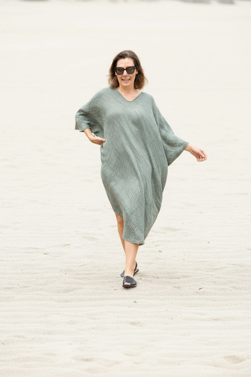 La Bottega di Brunella Linen Dress VESTITO FAUSTA - Garza Egitto LUXAMORE  