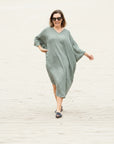 La Bottega di Brunella Linen Dress VESTITO FAUSTA - Garza Egitto LUXAMORE  