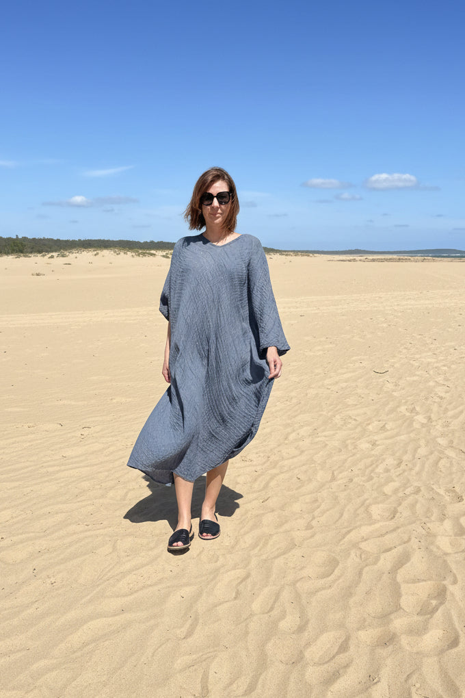 La Bottega di Brunella Linen Dress VESTITO FAUSTA - Garza Egitto LUXAMORE  