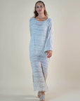Woman Wearing La Bottega di Brunella Linen Dress VESTITO GALASSIA - Rete Galaxy Mesh linen dress LUXAMORE 