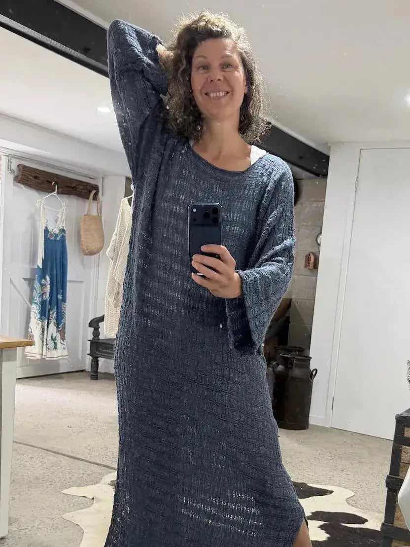 La Bottega di Brunella Linen Dress VESTITO GALASSIA - Rete Galaxy Mesh LUXAMORE  