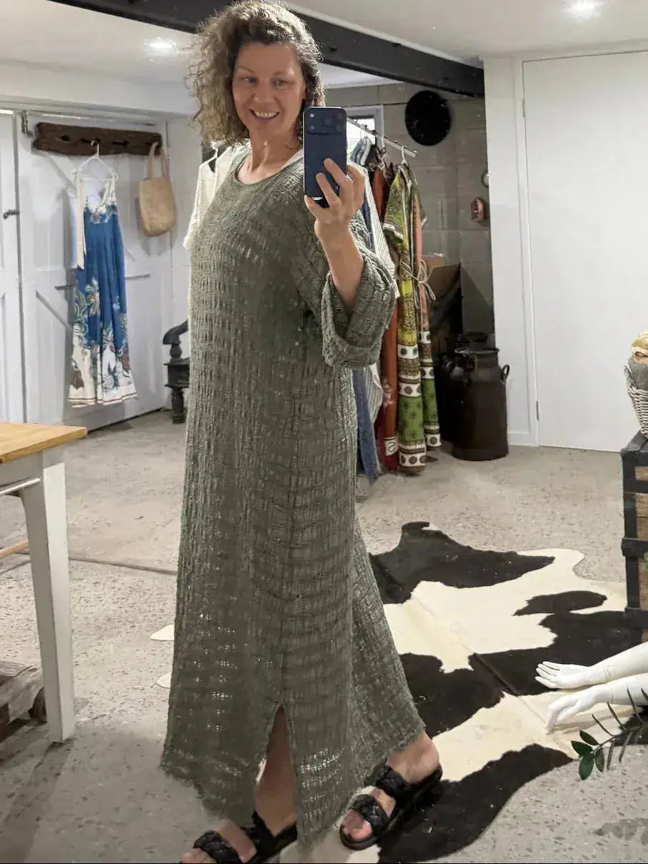La Bottega di Brunella Linen Dress VESTITO GALASSIA - Rete Galaxy Mesh LUXAMORE  
