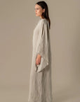 Woman Wearing La Bottega di Brunella Linen Dress VESTITO MOSE' - Battista linen dress LUXAMORE 