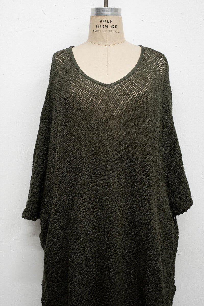 La Bottega di Brunella Linen Dress Vestito Fausta Campagna - Bosco worn by model sustainably made in italy AW26 LUXAMORE  