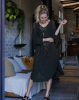 La Bottega di Brunella Linen Dress Vestito Fausta Campagna - Chocolate LUXAMORE  