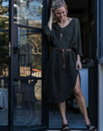 La Bottega di Brunella Linen Dress Vestito Fausta Campagna - Chocolate LUXAMORE  