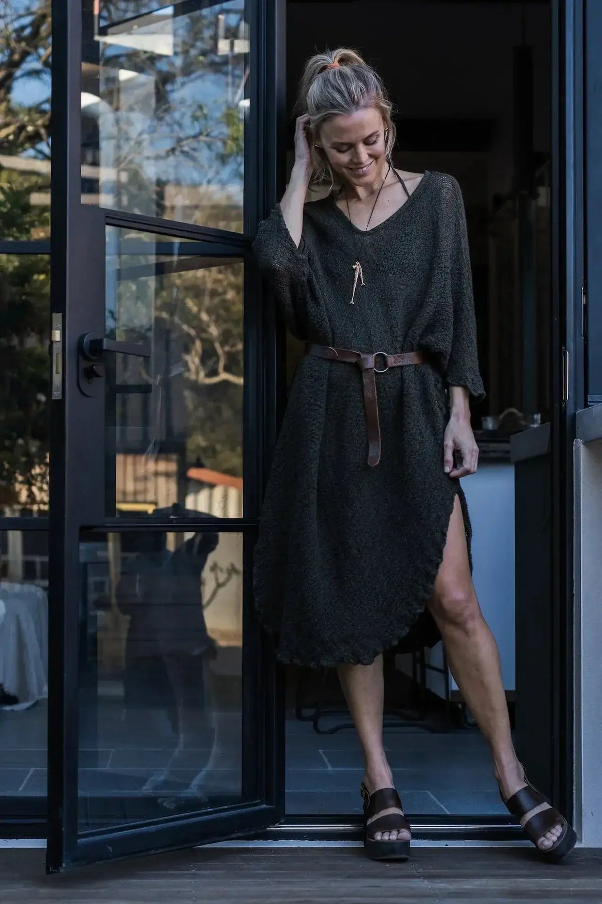 La Bottega di Brunella Linen Dress Vestito Fausta Campagna - Chocolate Reduced impact LUXAMORE