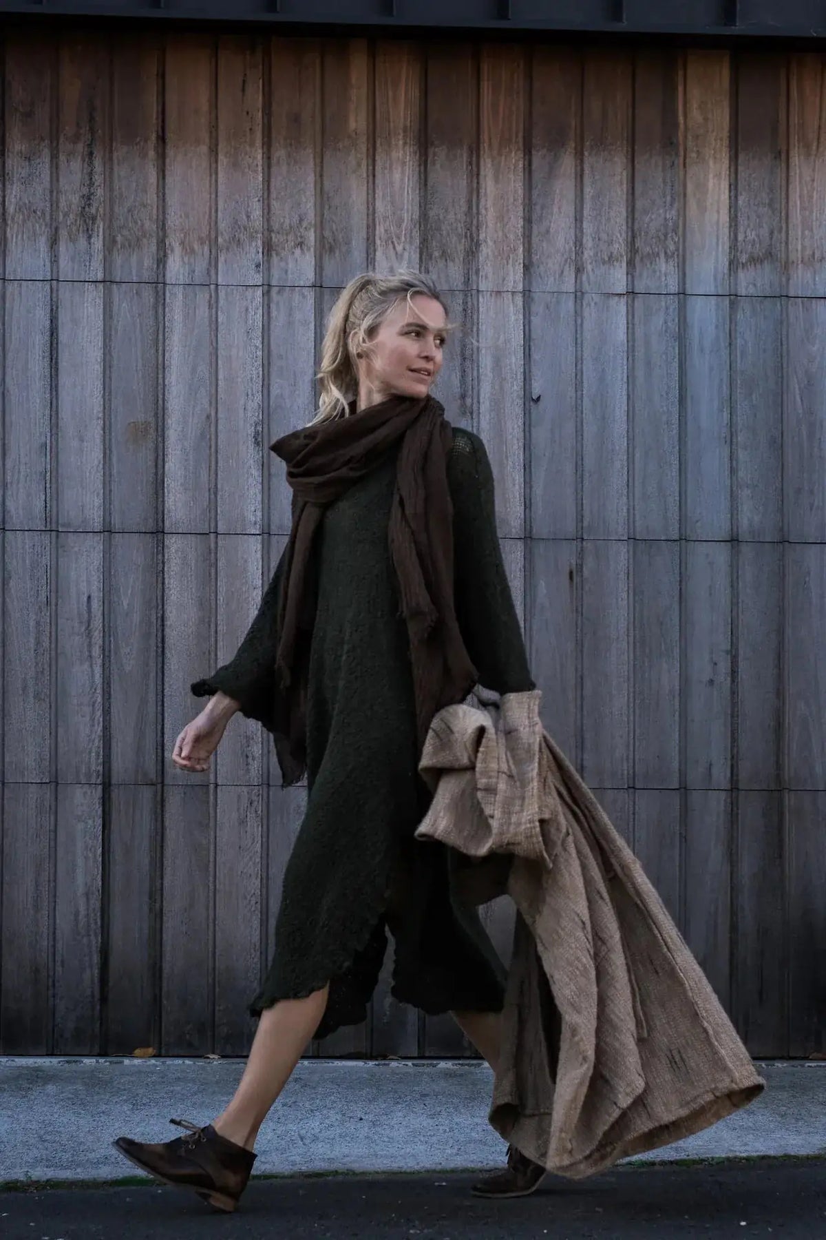 La Bottega di Brunella Linen Dress Vestito Fausta Campagna - Chocolate Reduced impact LUXAMORE