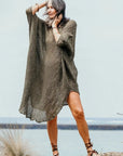 La Bottega di Brunella Linen Dress Vestito Fausta Campagna - Fossil LUXAMORE  