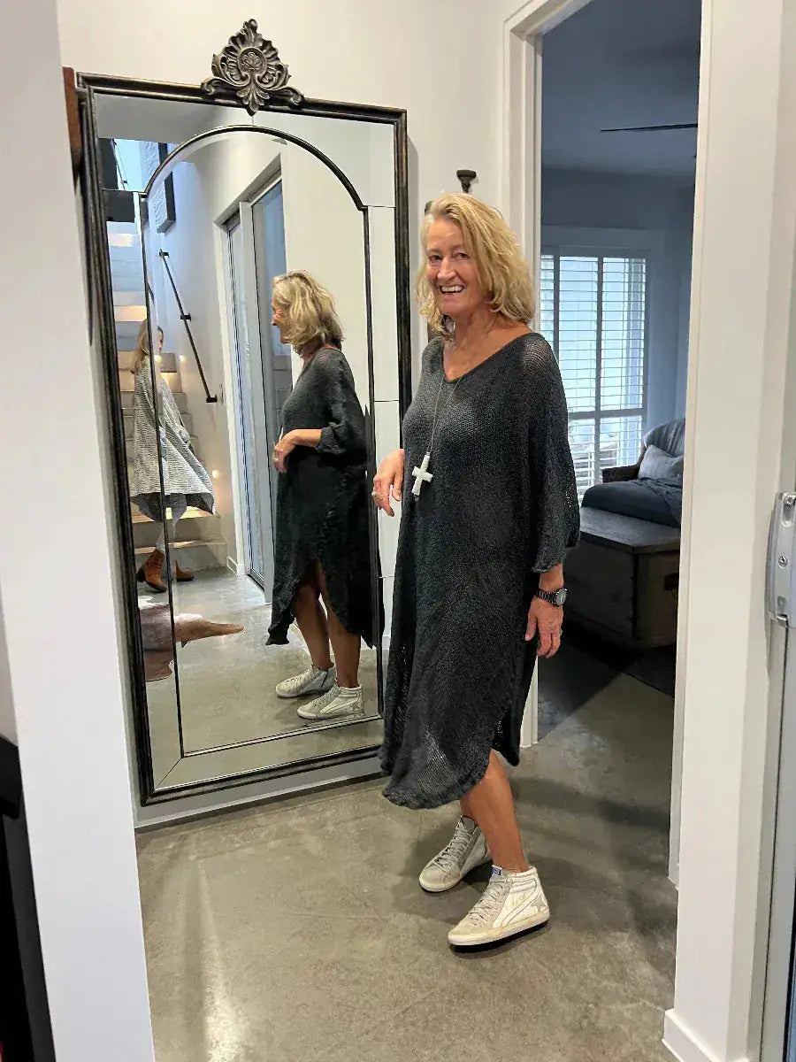 La Bottega di Brunella Linen Dress Vestito Fausta Campagna - Lava Reduced impact LUXAMORE