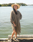 La Bottega di Brunella Linen Dress Vestito Fausta Garzata - Fossil LUXAMORE  