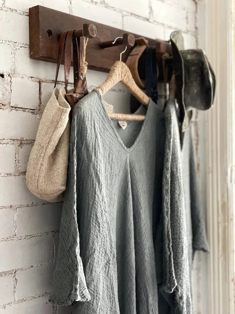 La Bottega di Brunella Linen Dress Vestito Fausta Garzata - Fossil LUXAMORE  