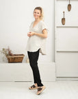 Woman Wearing La Bottega di Brunella Linen Pants - Fossil - Pants LUXAMORE