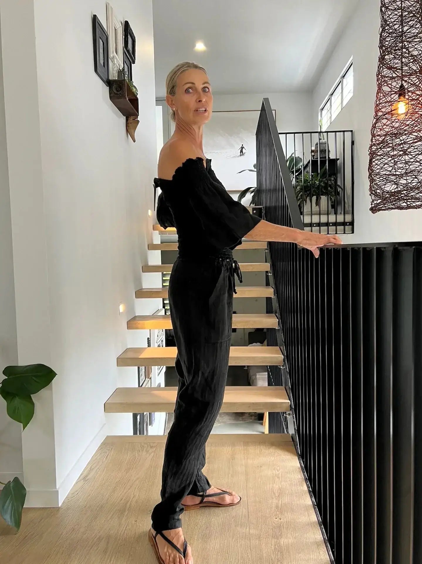 La Bottega di Brunella Pantalone Agathos Linen Pants Black LUXAMORE  