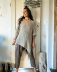 La Bottega di Brunella Top Maglia Bonta - Campagna Naturale worn by model in natural setting LUXAMORE 