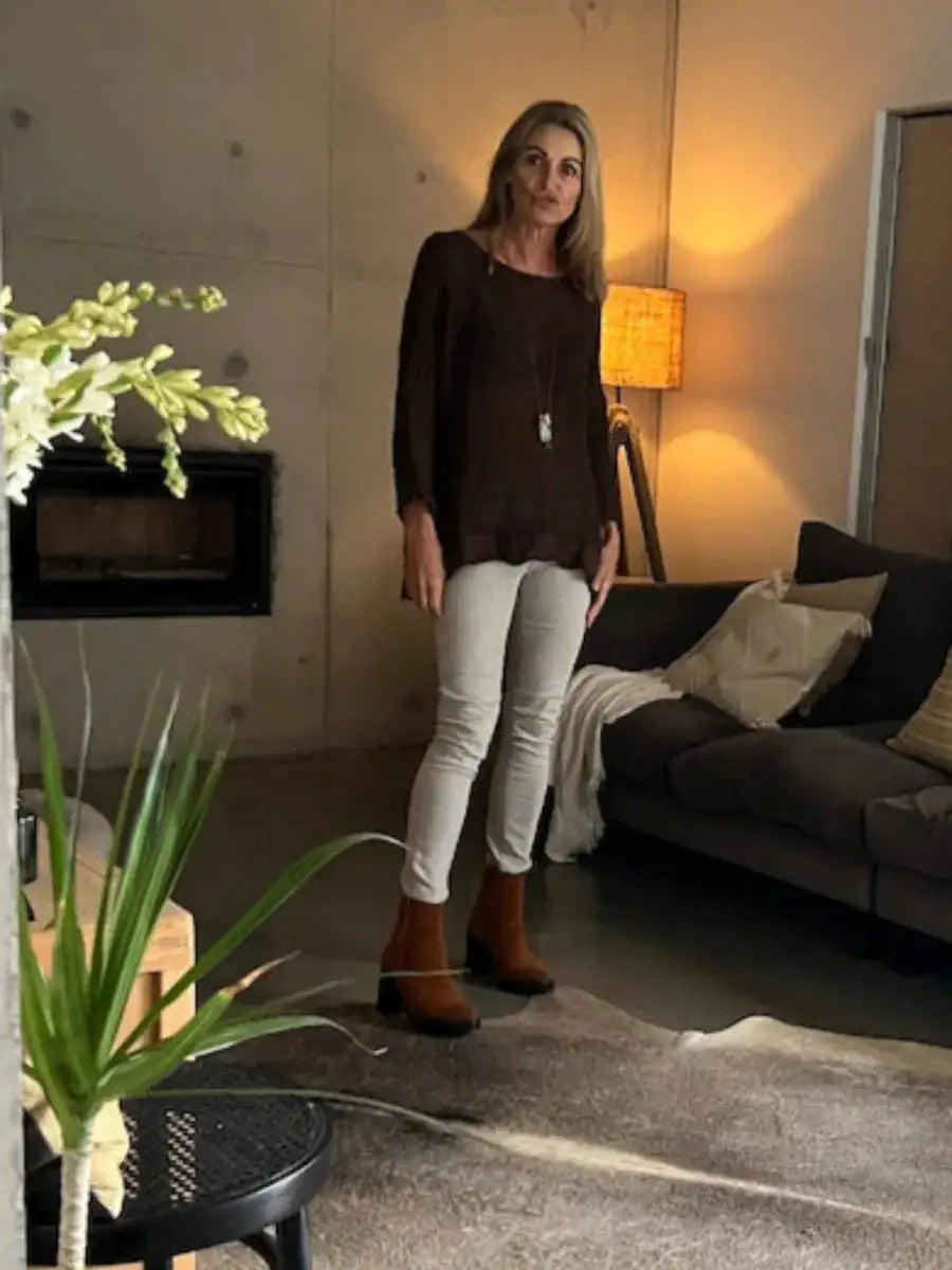 La Bottega di Brunella Top Maglia Europa - Campagna Chocolate - LUXAMORE -Tops-