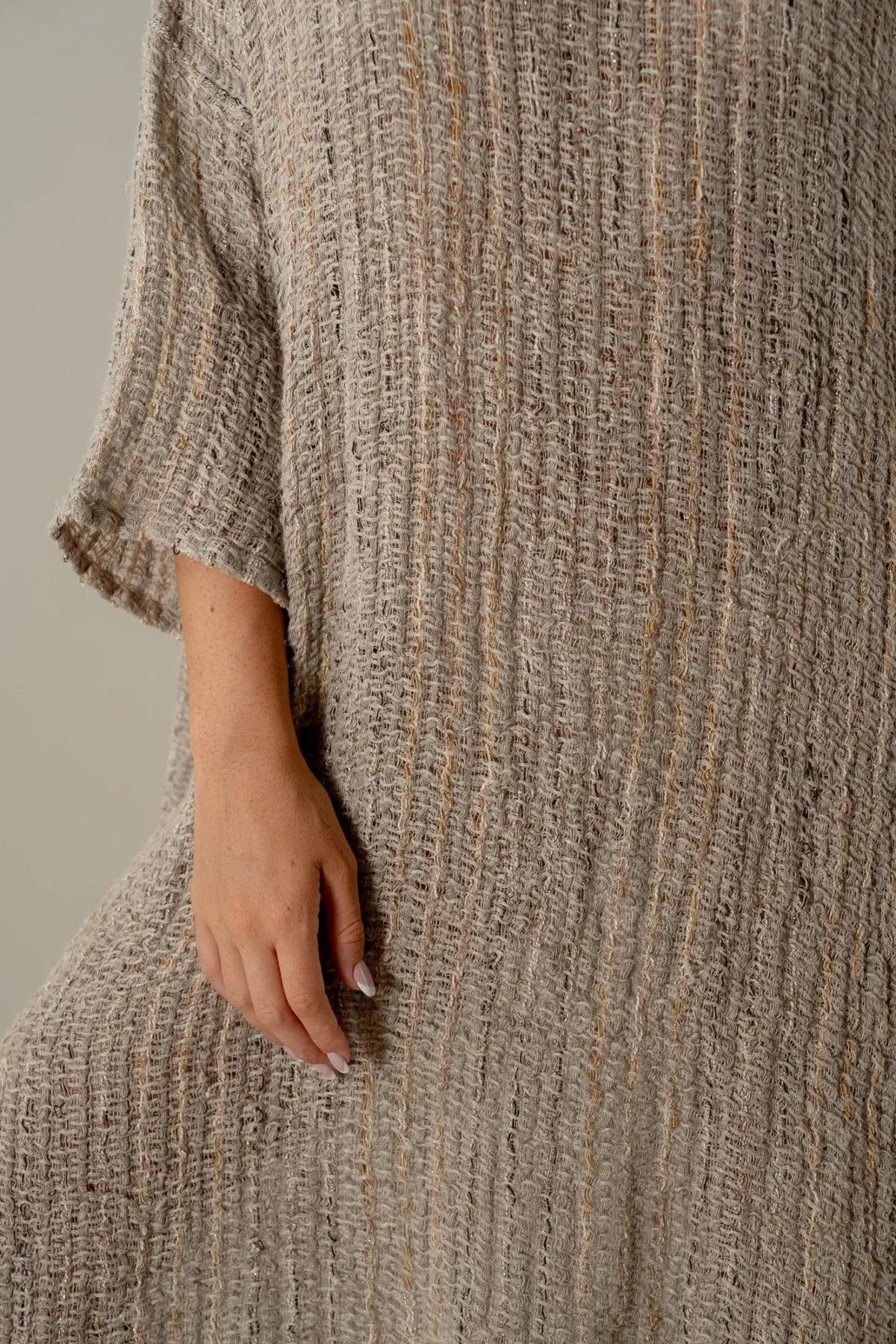 La Bottega di Brunella VESTITO SHARM - Egitto Maron worn by model in natural setting LUXAMORE 