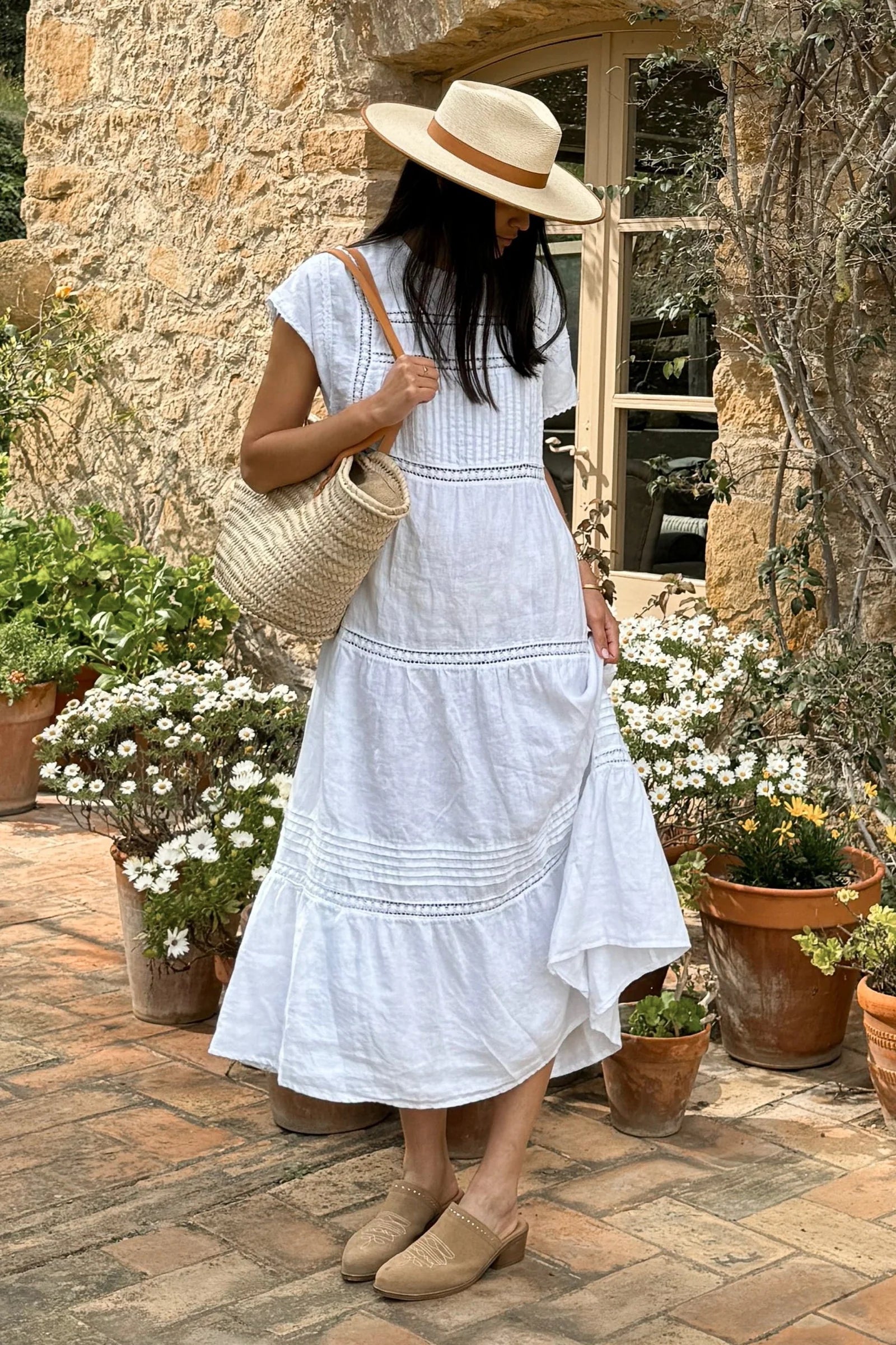 Bypias Liliana Linen Dress - White sustainable LUXAMORE  