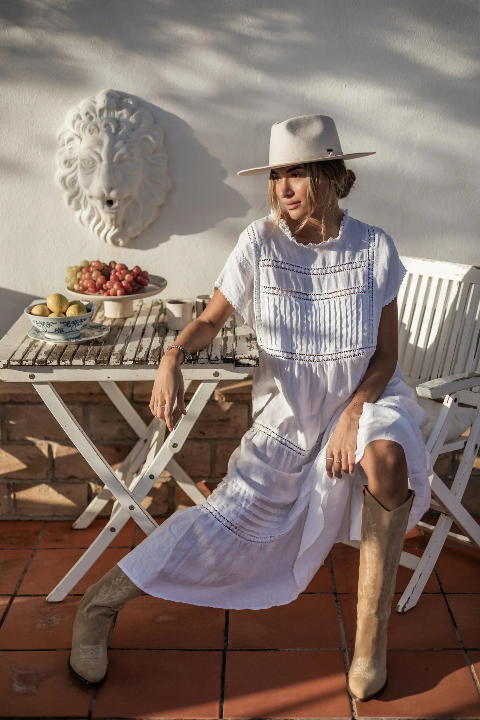 Bypias Liliana Linen Dress - White