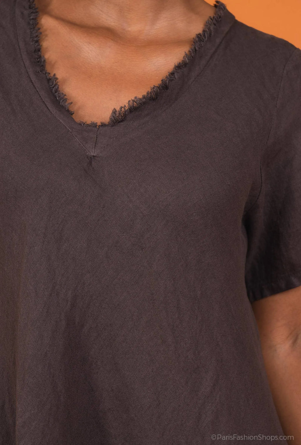 Linen Dress Maxi Bias Cut Made in Italy - Brown - One size