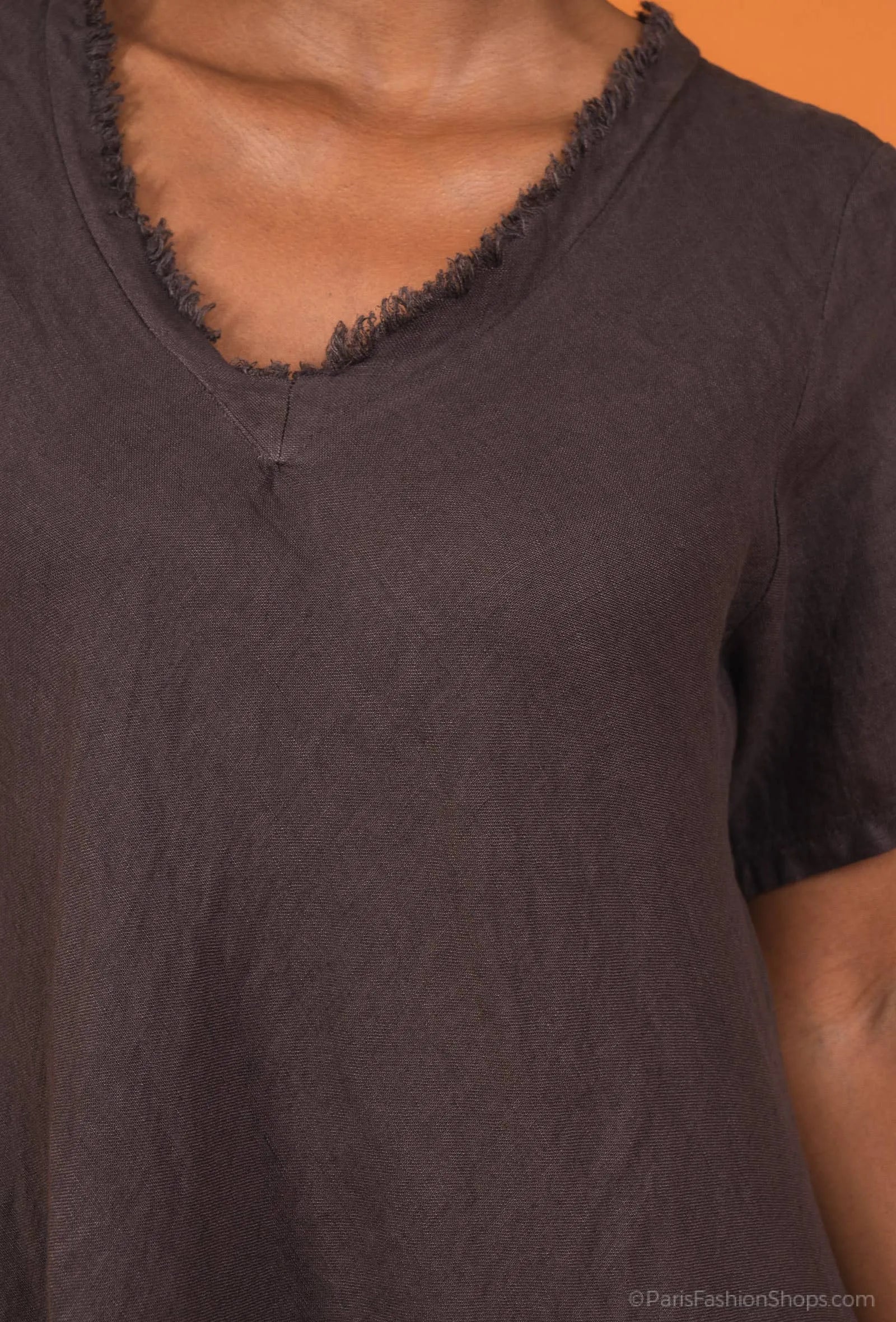 Linen Dress Maxi Bias Cut Made in Italy - Brown - One size