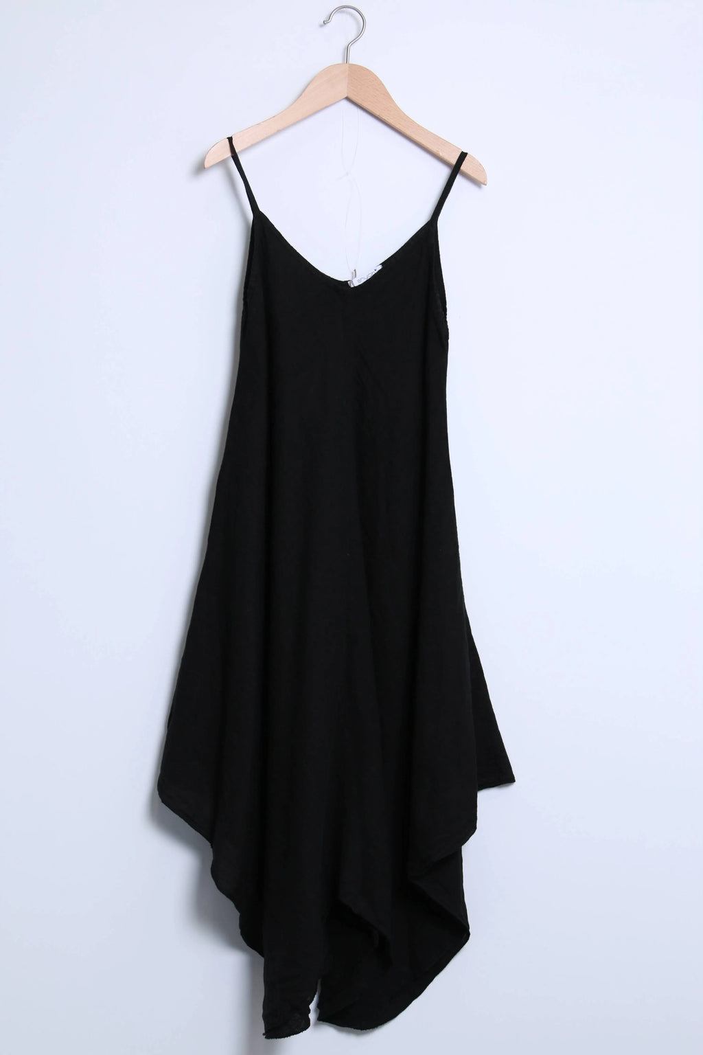 Linen Dress Flowy Maxi Made in Italy - Black - One size