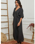 Linen Dress Maxi Made in Italy Charcoal Grey - LUXAMORE