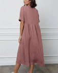 Linen Dress Maxi Made in Italy Fuchsia - LUXAMORE