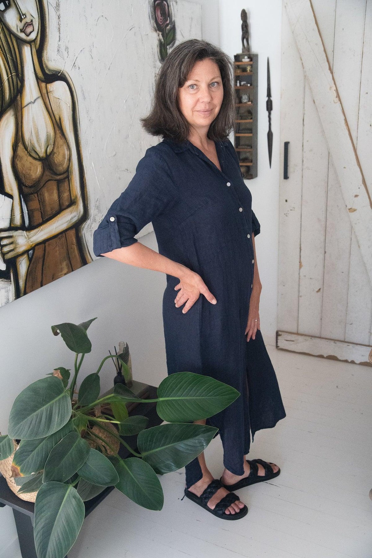 Alemais Sustainable Florence-Shirt close up worn by model LUXAMORE