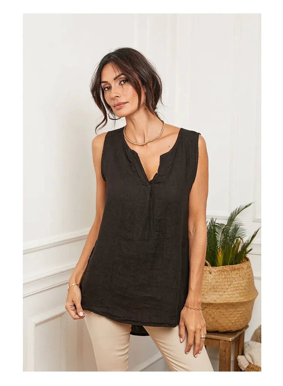 Linen Tank Top Made in Italy - LUXAMORE