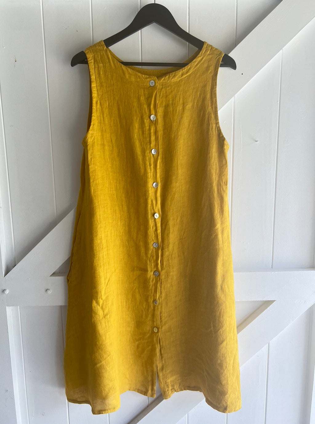 Made in Italy Dress Italian Linen - Mustard