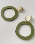 Mingled Charlie Olive Green and Gold Dangle Earrings LUXAMORE  