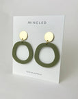 Mingled Charlie Olive Green and Gold Dangle Earrings LUXAMORE  