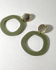 Mingled Charlie Olive Green and Gold Dangle Earrings LUXAMORE  