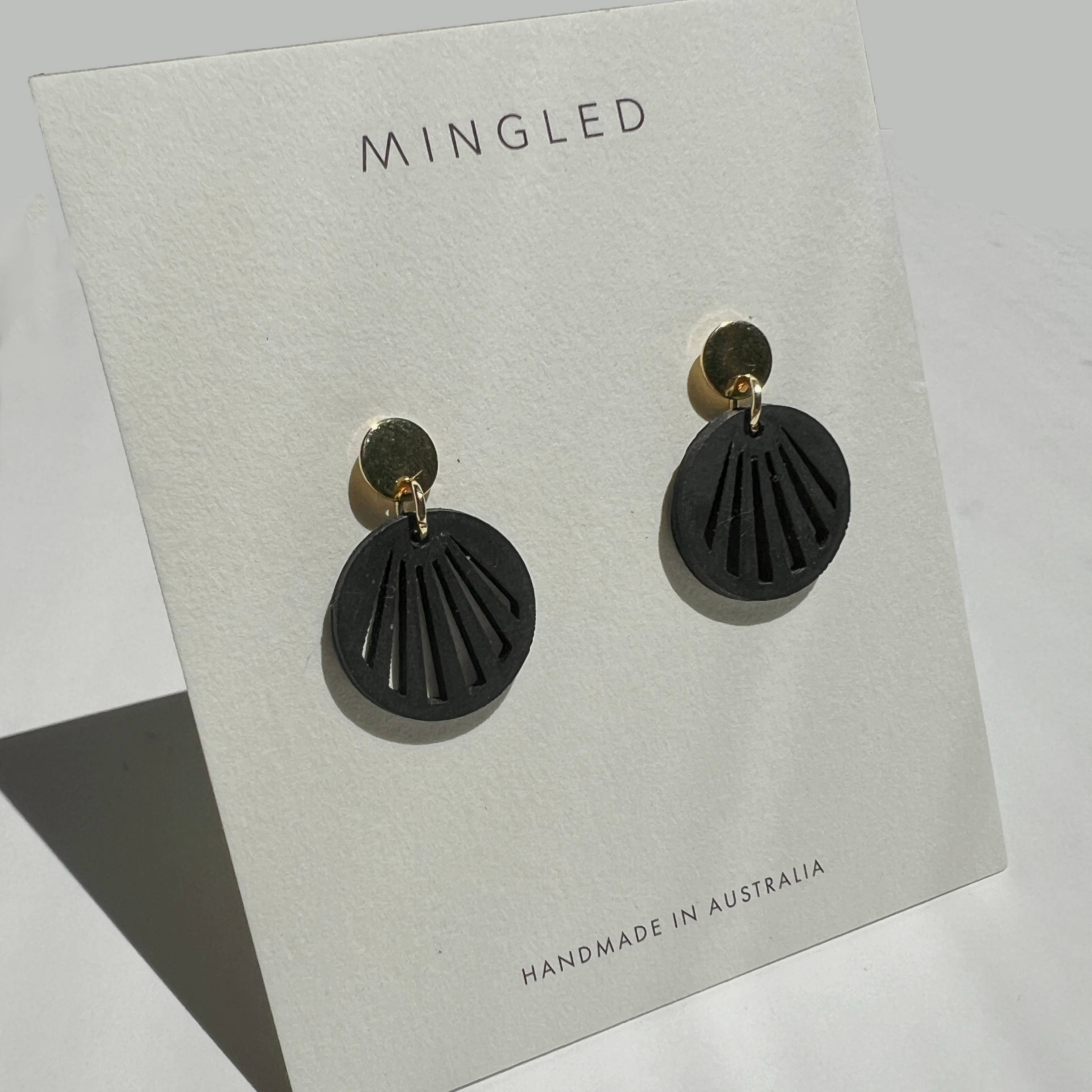 Mingled RADIANCE | Minimalist Gold and Black Dangle Earrings