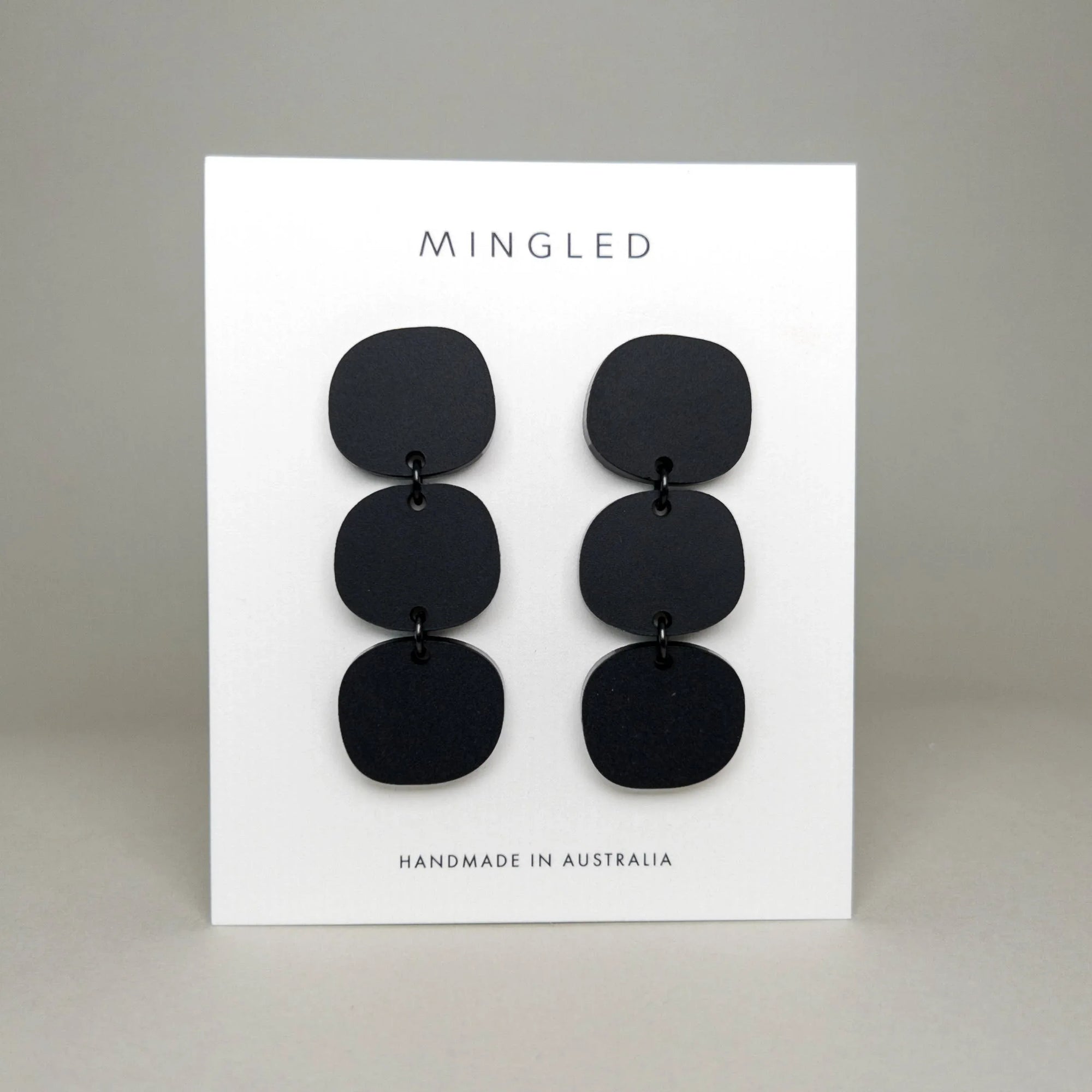 Mingled Statement Earrings - Black Triple Stack - LUXAMORE