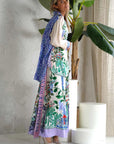 Miss Goodlife Green Garden Blouse worn by model in natural setting LUXAMORE 