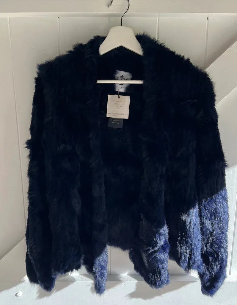 Mode &amp; Affaire Cascade Fur Coat In Ink LUXAMORE  