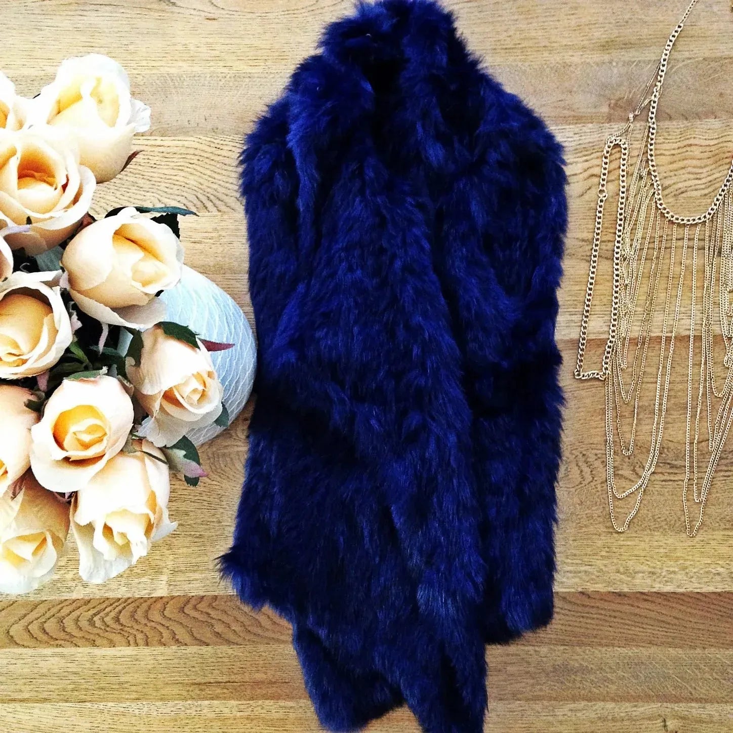 Mode &amp; Affaire Cascade Fur Coat In Ink LUXAMORE  