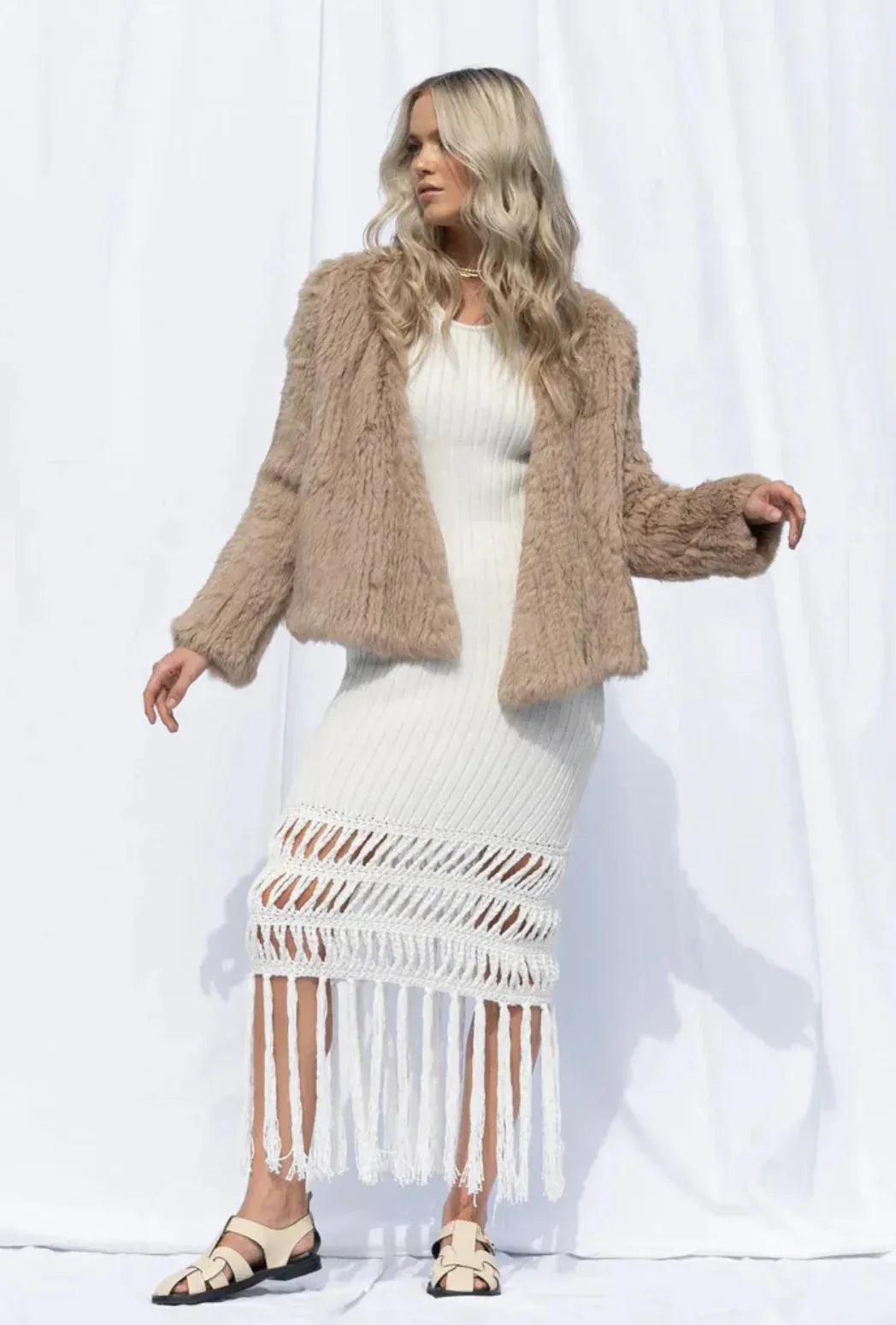 Mode &amp; Affaire Cascade Fur Coat In Ink LUXAMORE  