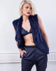 Mode & Affaire Collier Fur Vest - Ink worn by model in natural setting LUXAMORE 