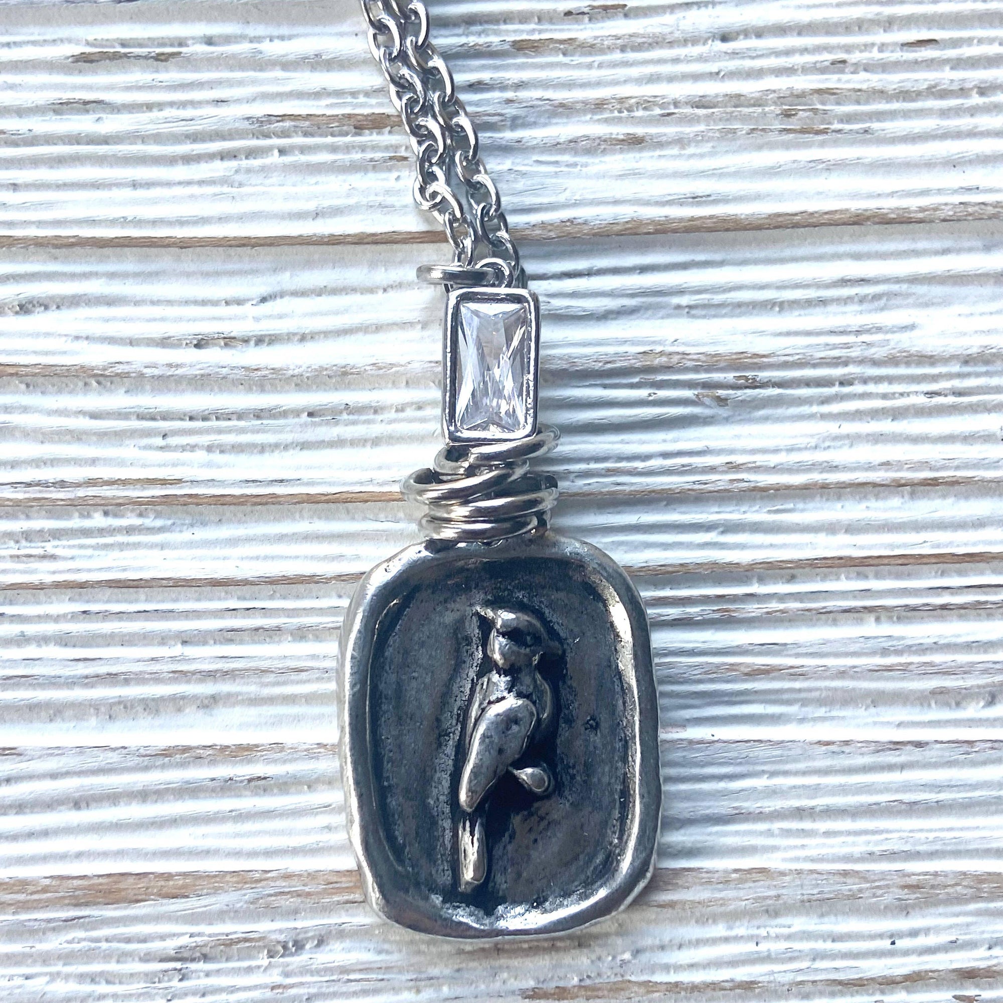 Pre Order Cardinal necklace Memorial jewelry bird lover gift: Gold / 18” worn by model in natural setting LUXAMORE 