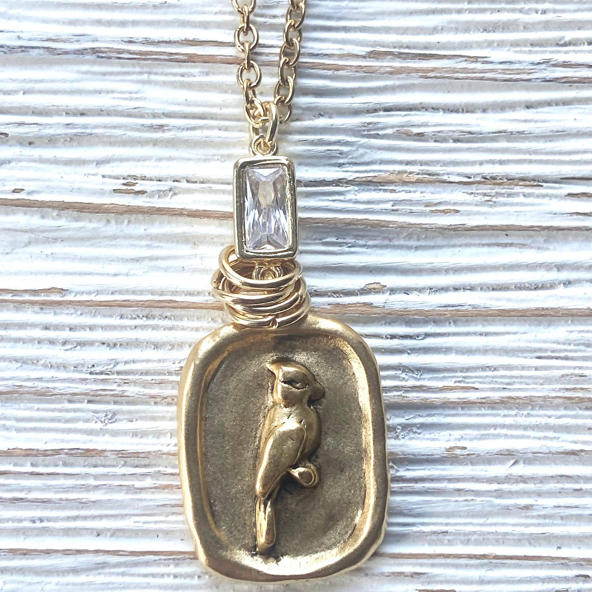 Pre Order Cardinal necklace Memorial jewelry bird lover gift: Gold / 18” worn by model in natural setting LUXAMORE 