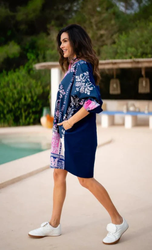 Pre Order Miss Goodlife Freedom Shirt Dress worn by model in natural setting LUXAMORE 