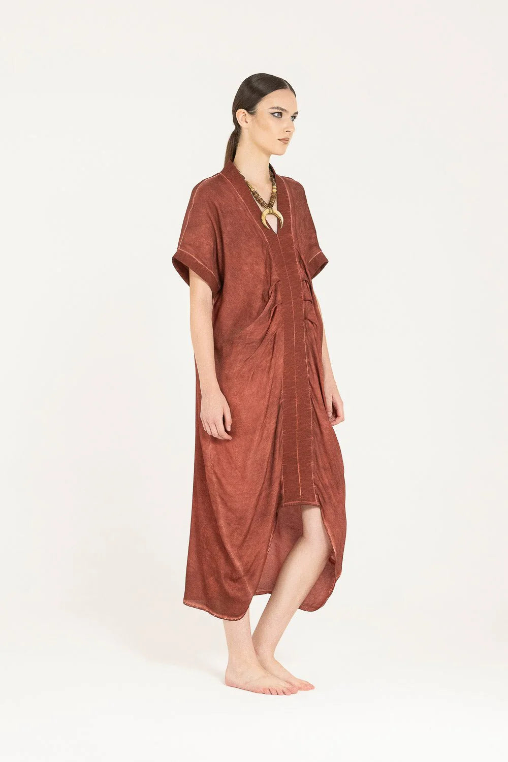 Sanctamuerte Dress worn by model in natural setting LUXAMORE 